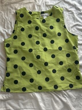 dressbarn Lime Green Polka Dot Sleeveless Blouse